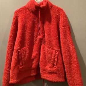 All in Motion Red Teddy Jacket Plush Fleece Cozy
